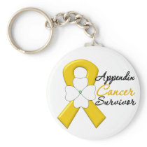 Appendix Cancer Survivor Flower Ribbon Key Chains