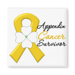 Appendix Cancer Survivor Flower Ribbon Fridge Magnets