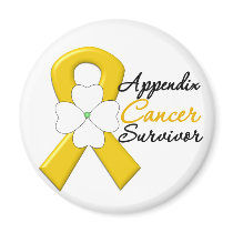 Appendix Cancer Survivor Flower Ribbon Fridge Magnet