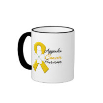 Appendix Cancer Survivor Flower Ribbon Coffee Mugs