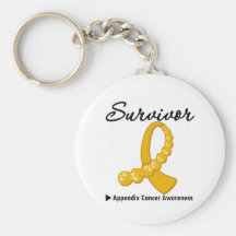 Appendix Cancer Survivor Gemstone Ribbon Keychain