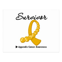 Appendix Cancer Survivor Gemstone Ribbon Post Card