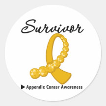 Appendix Cancer Survivor Gemstone Ribbon Stickers