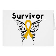 Appendix Cancer Survivor Tribal Butterfly Greeting Cards