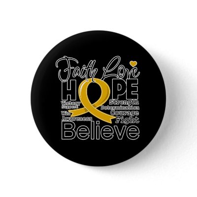 Appendix Cancer Typographic Faith Love Hope Button by cancerapparel