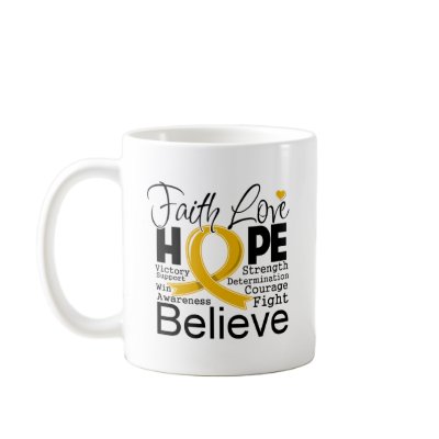 Appendix Cancer Typographic Faith Love Hope Mug by cancerapparel