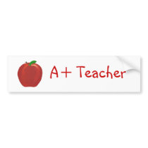 Apple, A+ Teacher bumper sticker