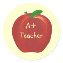 Apple, A+ Teacher stickers