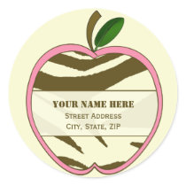 Apple Address Label - Brown Zebra Print