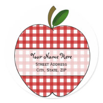 Apple Address Label - Red Gingham