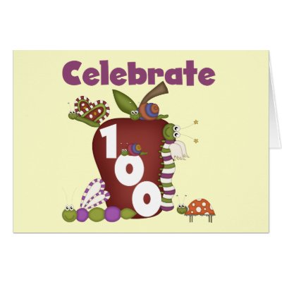 Apple and Bugs Celebrate 100 Tshirts and Gifts Cards by school_teacher