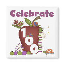 Apple and Bugs Celebrate 100 Tshirts and Gifts Magnets