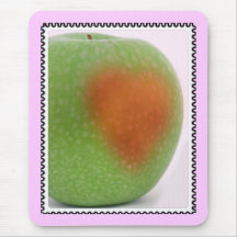 Apple and Heart Mouse Pad