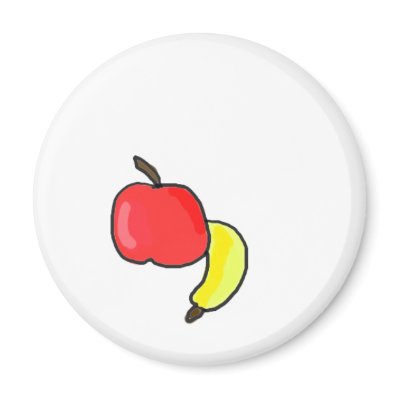 Apple Bananna Fruit Vibrant Fun Magnets by SweeperDaddy