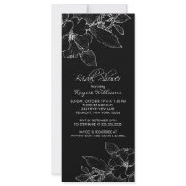 Apple Blossom on Black Bridal Shower Invitation