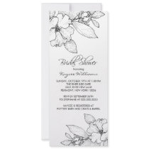 Apple Blossom on Black Bridal Shower Invitation