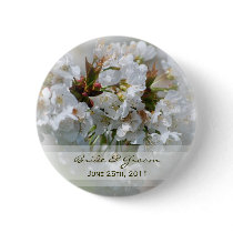 Apple Blossoms Bride & Groom Button