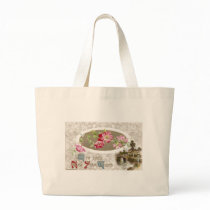 Apple Blossoms on Vintage New Year's Postcard Canvas Bags
