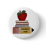 Apple, Books, Pencil Teachers Rock buttons