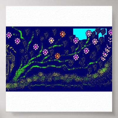 Apple flowers in the night posters by Zenyaris