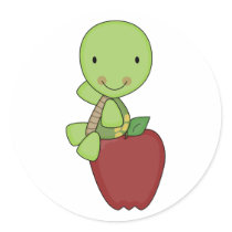 apple for teacher turtle round sticker
