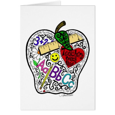 Apple for the teacher greeting cards by robinwelch