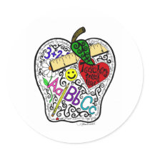 Apple for the teacher round sticker