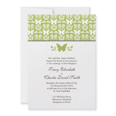 Apple Green and White Butterfly Wedding Invitation by OccasionInvitations