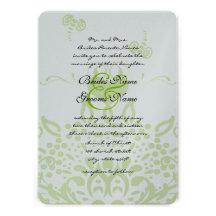 Apple Green Bees and Hearts Wedding Invitation