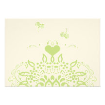 Apple Green Bees and Hearts Wedding Response Personalised Announcements