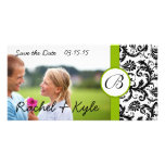Apple Green Black Damask Save the Date Your Photo Customised Photo Card