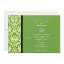 Apple Green Classic Damask Wedding Invitation