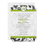 Apple Green Damask Swirls Wedding Invitation
