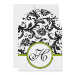 Apple Green Damask Swirls Wedding Invitation