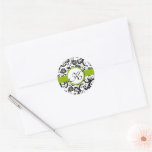 Apple Green Damask Vintage Floral Wedding Stickers