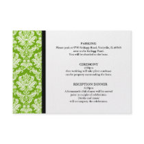 Apple Green Damask Wedding Enclosure Card