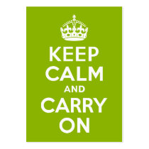Apple Green Keep Calm and Carry On Business Card Template
