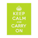 Apple Green Keep Calm and Carry On Postcards