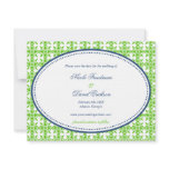 Apple green navy oval preppy wedding save the date invites