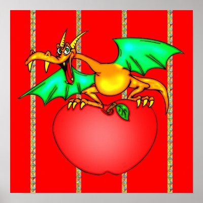Apple Loving Dragon Poster by sagart1952