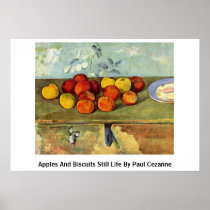 Apples And Biscuits Still Life By Paul Cezanne Posters