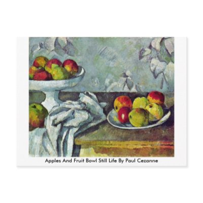 Apples And Fruit Bowl Still Life By Paul Cezanne Postcard by artpaintings