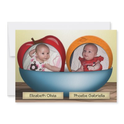 Apples and Oranges TWINS Birth Announcements by HavingBaby
