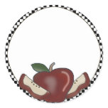 Apples & Checked Border Blank Stickers