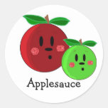 Applesauce Smiley Apple Design Round Stickers