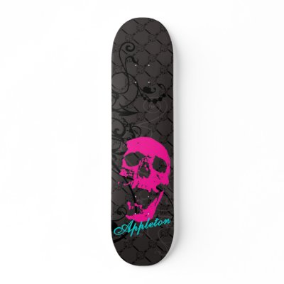 Appleton pink skull skate board deck by downsouthdub