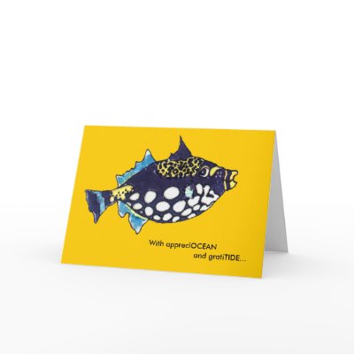 AppreciOCEAN GratiTIDE cartoon fish thank you card by lillyarts