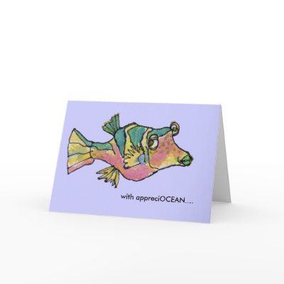 AppreciOCEAN rainbow cartoon fish thank you card by lillyarts