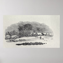 Approaching a Village in the Winter Print