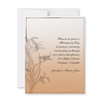Apricot and Chocolate Framed Floral Invitation by NoteableExpressions